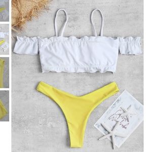 NWT Zaful Frilled Off the Shoulder Bikini Set